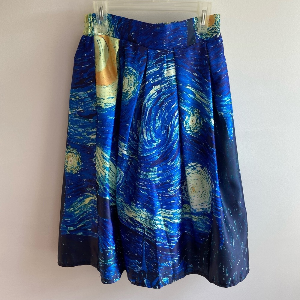 Van Gogh Starry Night Satin Skirt
